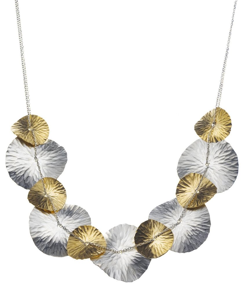 Silver and gold necklace by Toby Pomeroy as seen at Sorrel Sky Gallery