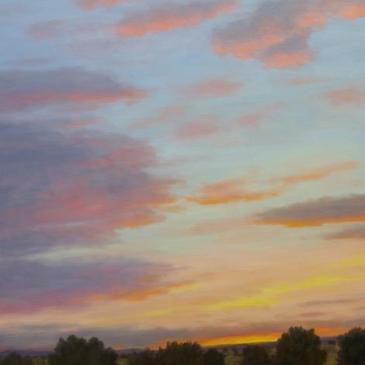 Painting of a fall sunset in New Mexico by Stephen Day as seen at Sorrel Sky Gallery