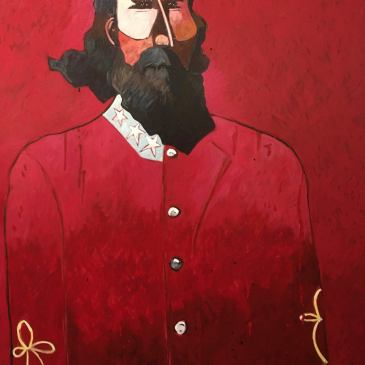 Painting of AP Hill and His Red Battle Shirt by Thom Ross as seen at Sorrel Sky Gallery